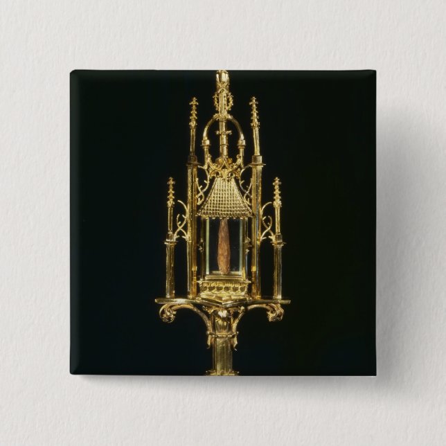 Reliquary Monstrance with piece of cross Button (Front)