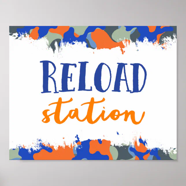 Reload Station Sign | Dart Gun Party | Zazzle