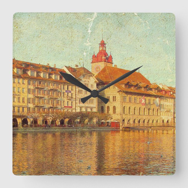 Reloj Cuadrado Polaroids from Lucerne Square Wall Clock (Front)