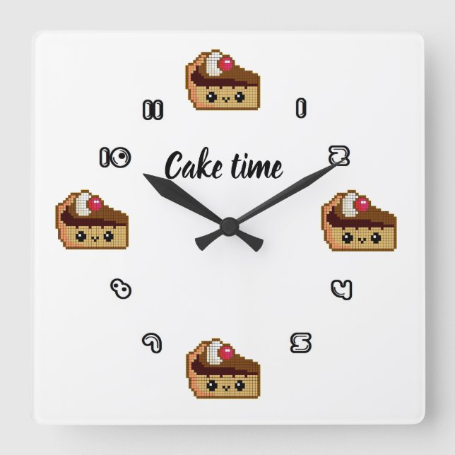 Reloj de pared cuadrado CAKE TIME Square Wall Clock (Front)