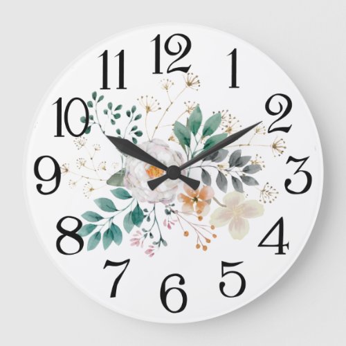 Reloj de pared  flores blancas large clock