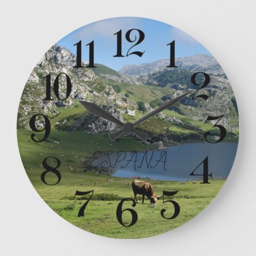 reloj de pared Lagos de Covadonga en Asturias Large Clock