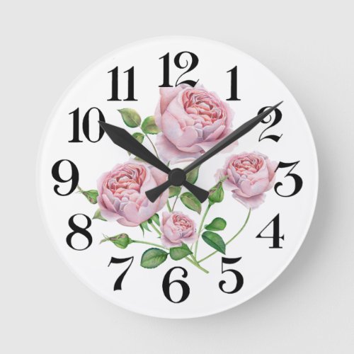 reloj de pared rosas a la acuarela round clock