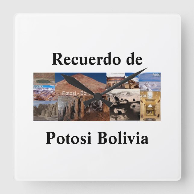 Reloj recuerdo of Potosi Bolivia Square Wall Clock (Front)