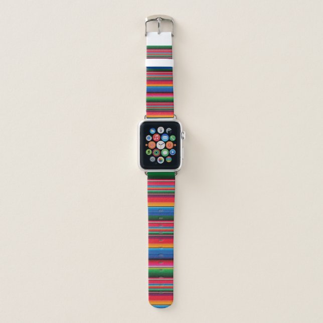 Reloj Redondo Mediano Red Serape Saltillo traditio Apple Watch Band (Front)