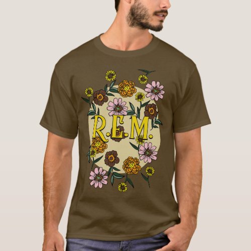 REM Name Personalized Flower Retro Floral 80s 90s  T_Shirt