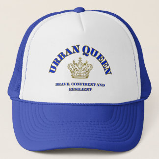REMAIN CONFIDENT QUEEN Women's royal blue foam Trucker Hat