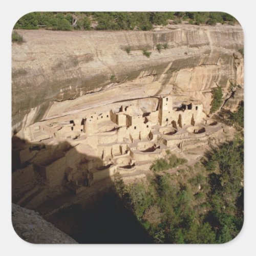 Remains of Pueblo Indian cliff dwellings Square Sticker