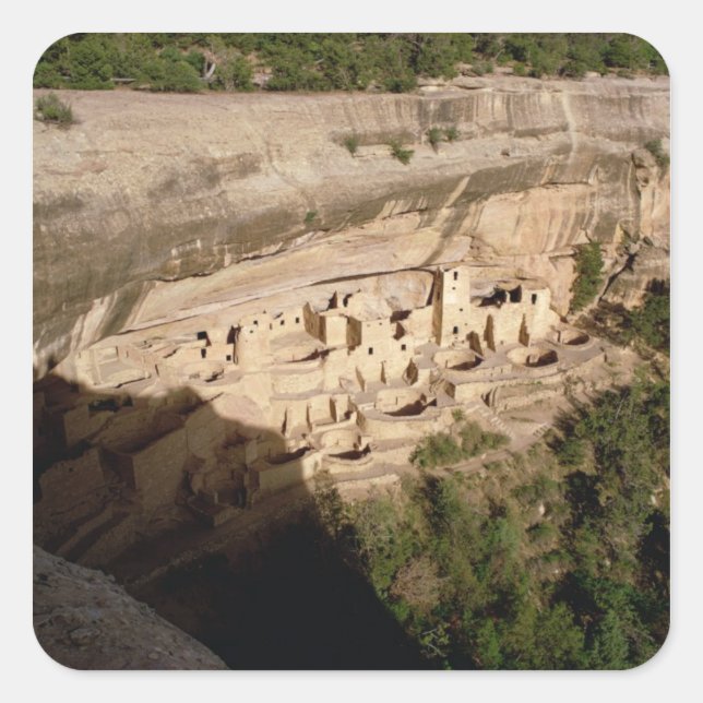 Remains of Pueblo Indian cliff dwellings Square Sticker (Front)