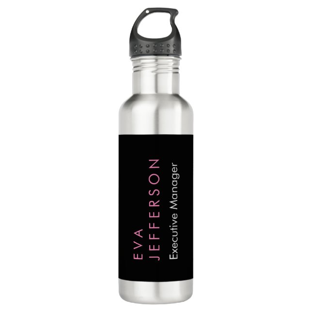 Remarkable elegant unique modern black plain stainless steel water bottle (Front)