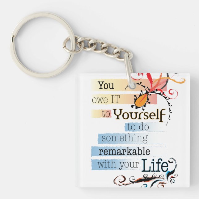 Remarkable LIFE Inspirational Illustrated quote Keychain (Front)