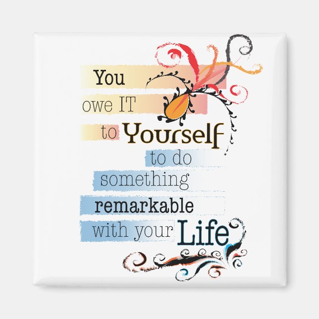 Remarkable LIFE Inspirational Illustrated quote Magnet (Front)