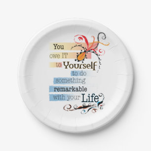 Remarkable LIFE Inspirational Illustrated quote Paper Plates