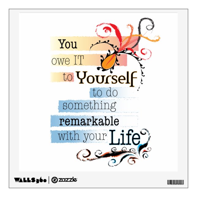Remarkable LIFE Inspirational Illustrated quote Wall Decal (Front)