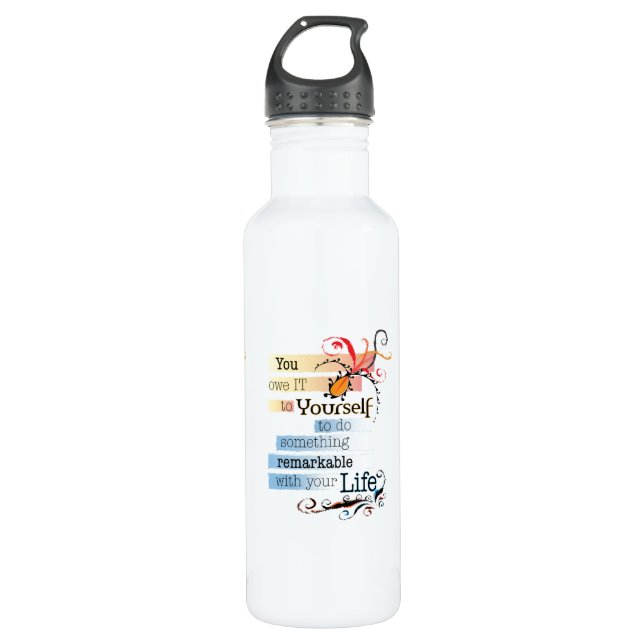 Remarkable LIFE Inspirational Illustrated quote Water Bottle (Front)