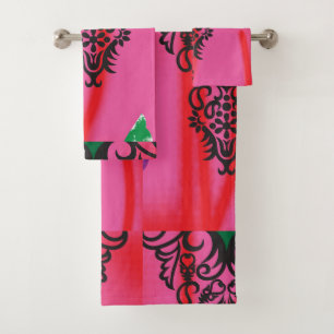 Remarkable Red and Green Scarf for Thrilling St Bath Towel Set