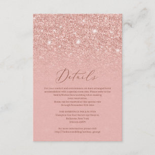 Remarkable rose gold glitter sparkles wedding enclosure card