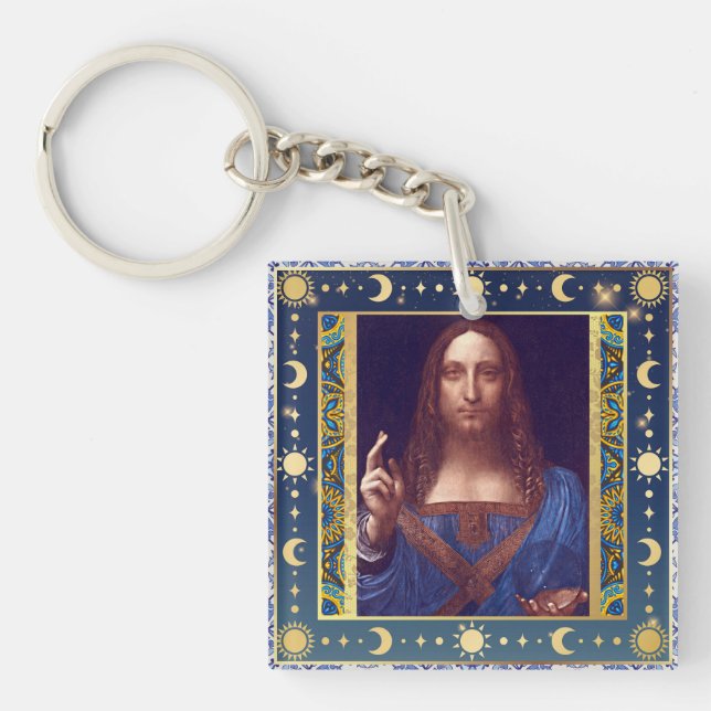 Remastered Salvator Mundi by Leonardo da Vinci  Keychain (Front)