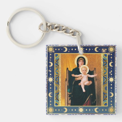 Remastered Virgin and Child by William Bouguereau  Keychain