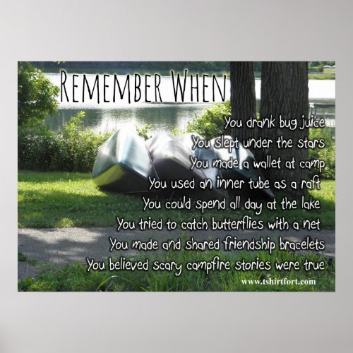 Rember When Childhood Camp Quotes Poster