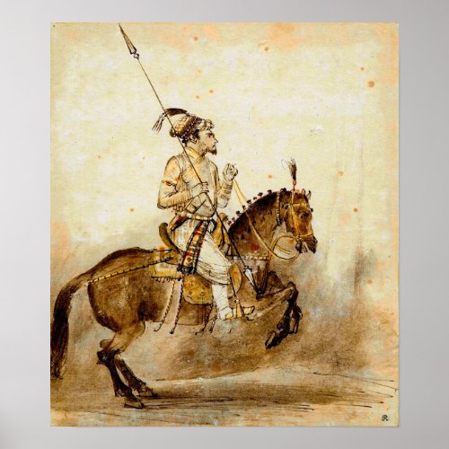 Rembrandt _ A Mughal Nobleman On Horseback 1656 Poster