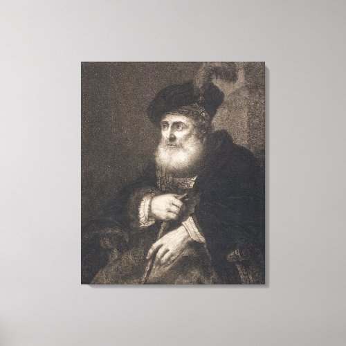 Rembrandt _ A Rabbi from Old Engraving Canvas Print