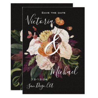 Rembrandt Autumn Floral Save the Date Wedding Invitation