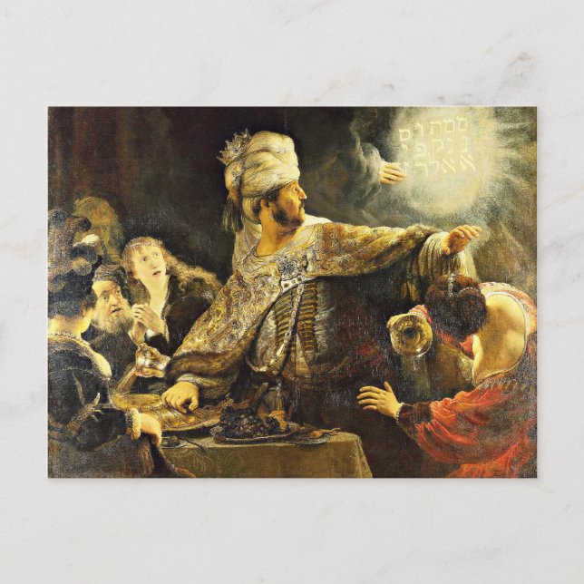 Rembrandt - Belshazzar's Feast, religious painting Postcard (Front)
