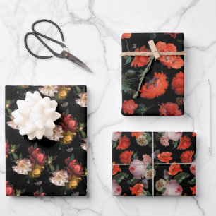 Rembrandt Dark & Moody floral Wrapping Paper Sheets