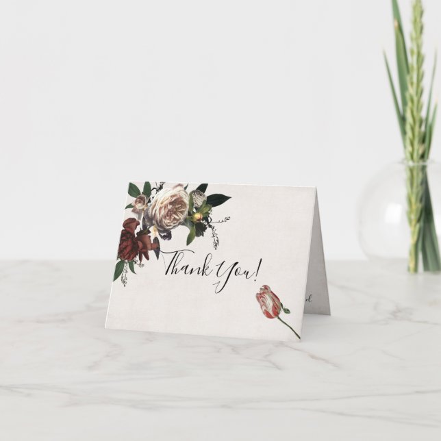 Rembrandt Floral Dark and Moody thank you note (Front)