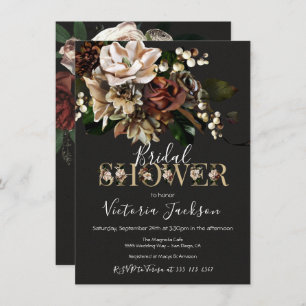 Rembrandt Floral Dark & Moody Bridal Shower Invitation