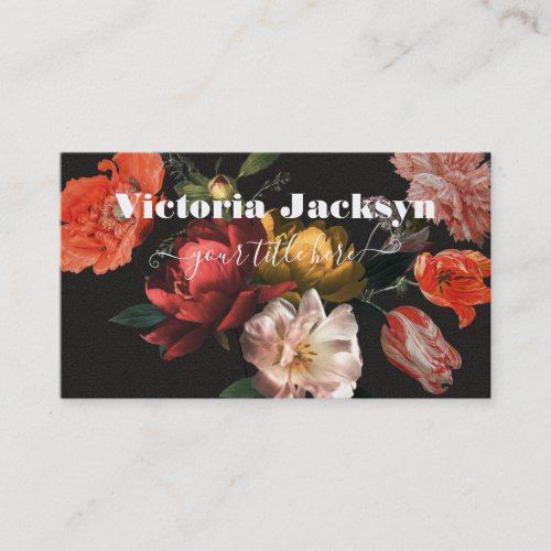 Rembrandt Floral Dark  Moody Business Card
