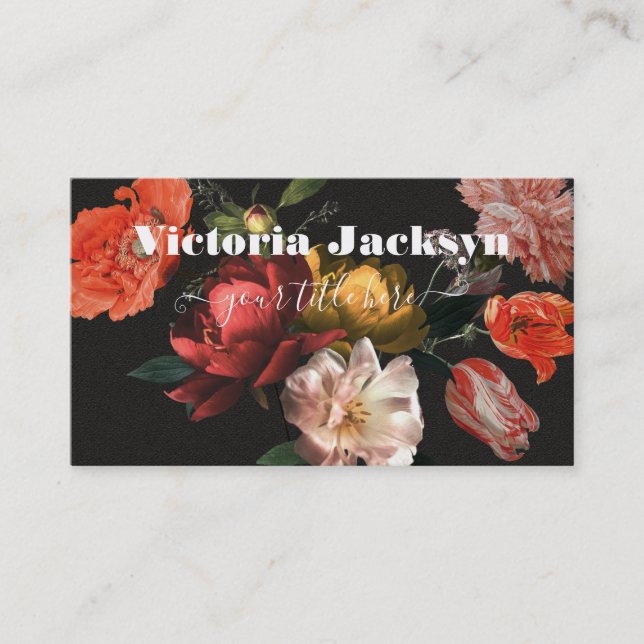 Rembrandt Floral Dark & Moody Business Card (Front)