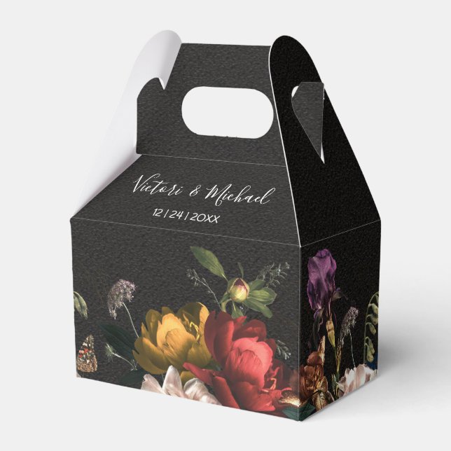 Rembrandt Floral Dark & Moody Favor Boxes (Front Side)