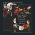 Rembrandt Floral Dark & Moody Wedding Invitation<br><div class="desc">Elegant Rembrandt inspired Dutch master floral botanical arrangement with faux gold frame against a dark background. This one is for a wedding,  but you can change the wording to fit your needs. Wonderful for an elegant evening wedding!</div>