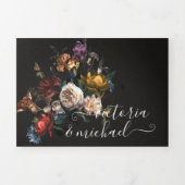 Rembrandt Floral Dark & Moody Wedding Tri-Fold Invitation (Cover)