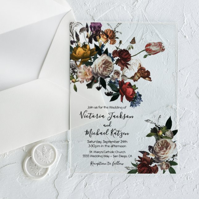 Rembrandt Floral Light & Airy Wedding Acrylic Invitations (Creator Uploaded)