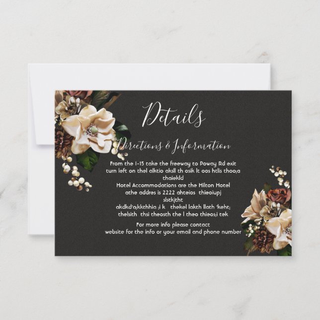 Rembrandt Floral Wedding Details and info card (Front)