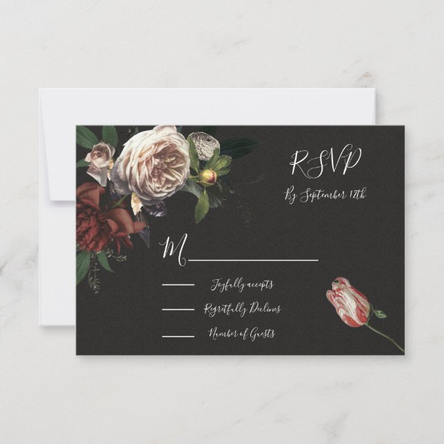 Rembrandt Floral Wedding response cards RSVP (Front)