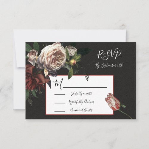 Rembrandt Floral Wedding response cards RSVP