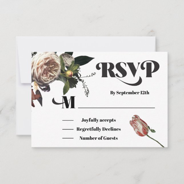 Rembrandt Floral Wedding response cards RSVP (Front)