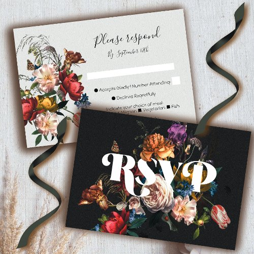 Rembrandt Floral Wedding response cards RSVP
