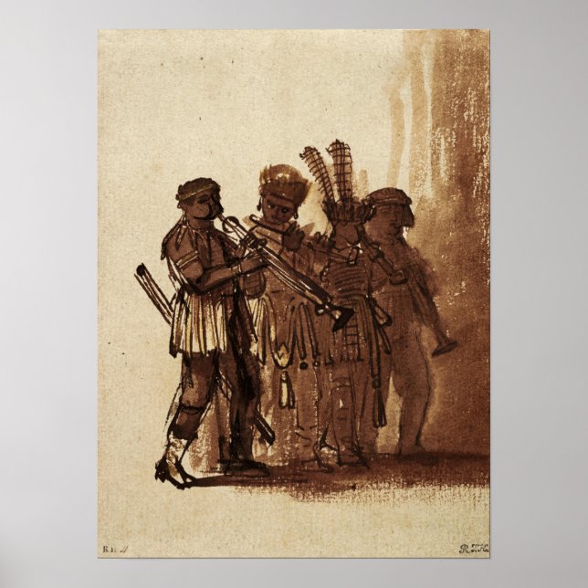 Rembrandt - Four Musicians With Wind Instruments Poster (Front)