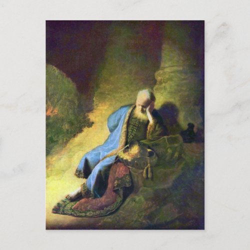 Rembrandt Harmenszoon van Rijn _ Jeremiah mourning Postcard