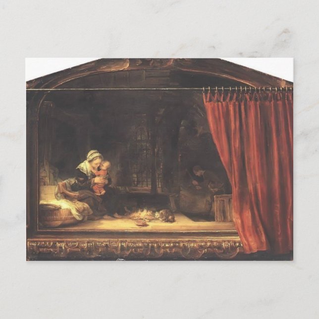 Rembrandt- Holy Family with a Curtain Postcard (Front)