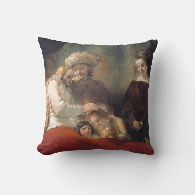 Rembrandt Jacob Blessing The Children Of Joseph Throw Pillow (Front)