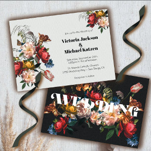 Rembrandt Modern Floral Dark & Moody Wedding Invitation