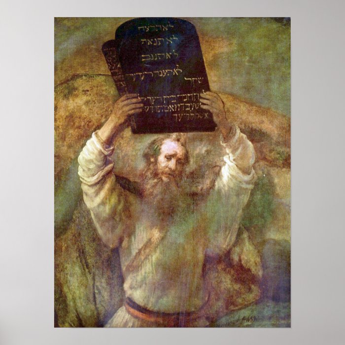 Rembrandt   Moses with the commandments Print