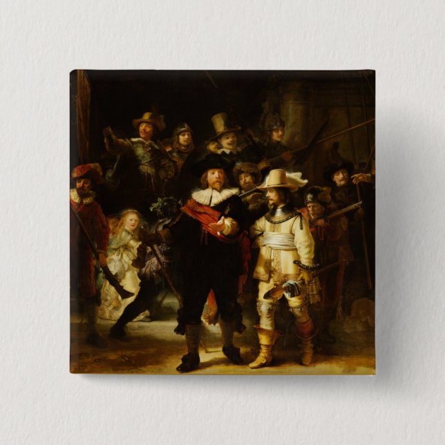Rembrandt Nightwatch Night Watch Baroque Painting Button (Front)