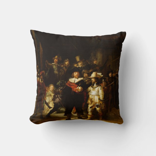 Rembrandt Nightwatch Night Watch Baroque Painting Throw Pillow (Front)